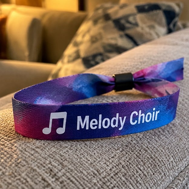 Customer photo of a custom choir wristband